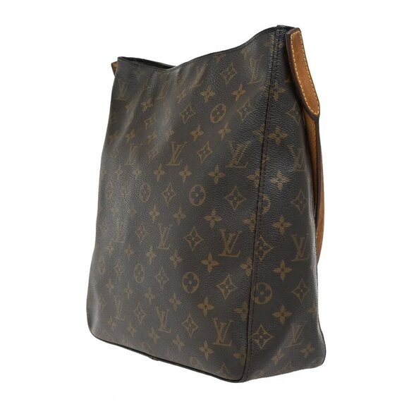 LOUIS VUITTON Logo Looping GM Shoulder Bag Monogram Leather Brown - Picture 15 of 16
